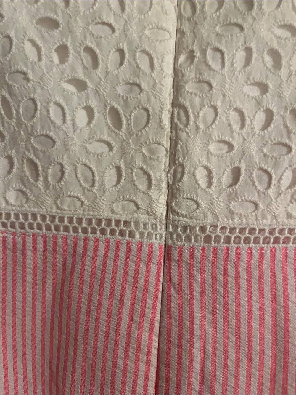 Lilly Pulitzer White Eyelet Bodice Pink Seersucker Skirt women’s Dress. - Picture 7 of 10